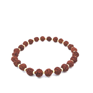 Rudraksha and Gold Seed Bead Bracelet 7mm